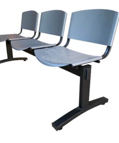 Banqueta iso 3 cuerpos – asiento y respaldo metálico gris – estructura negra