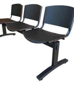 Banqueta iso 3 cuerpos – asiento y respaldo metálico negro – estructura negra